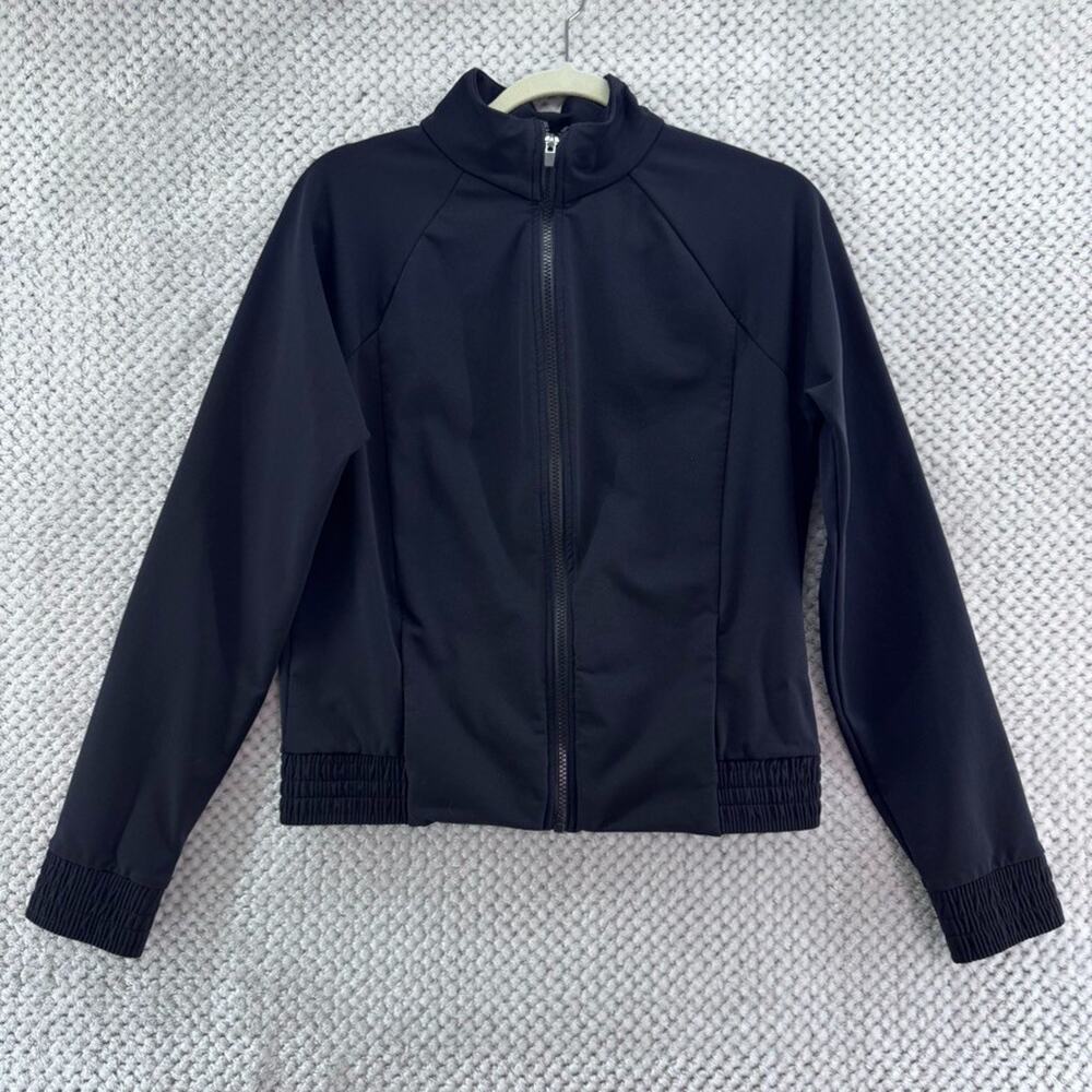Fabletics Jacket Womens M Black Full Zip Front Pockets Mock Neck Activewear Gym